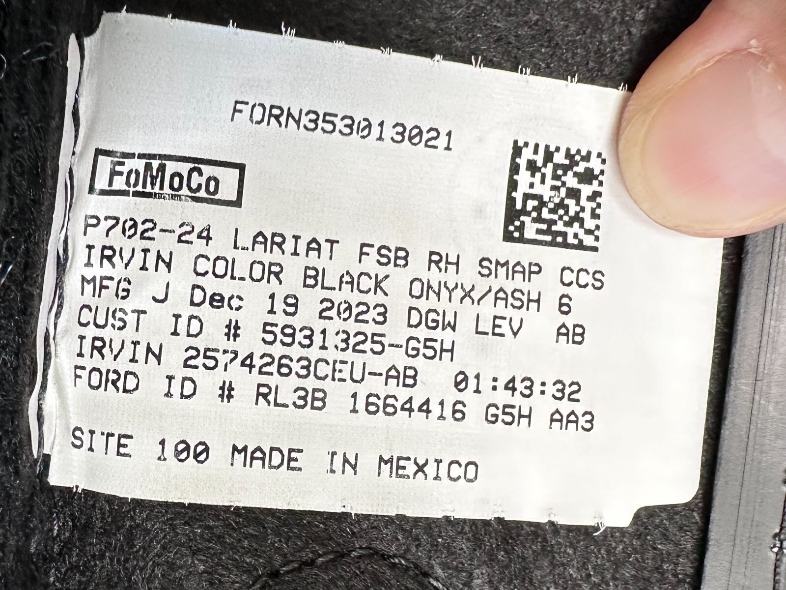 2024 OEM FORD F150 LEATHER SEAT UPHOLSTERY LIGHT BROWN PIPING