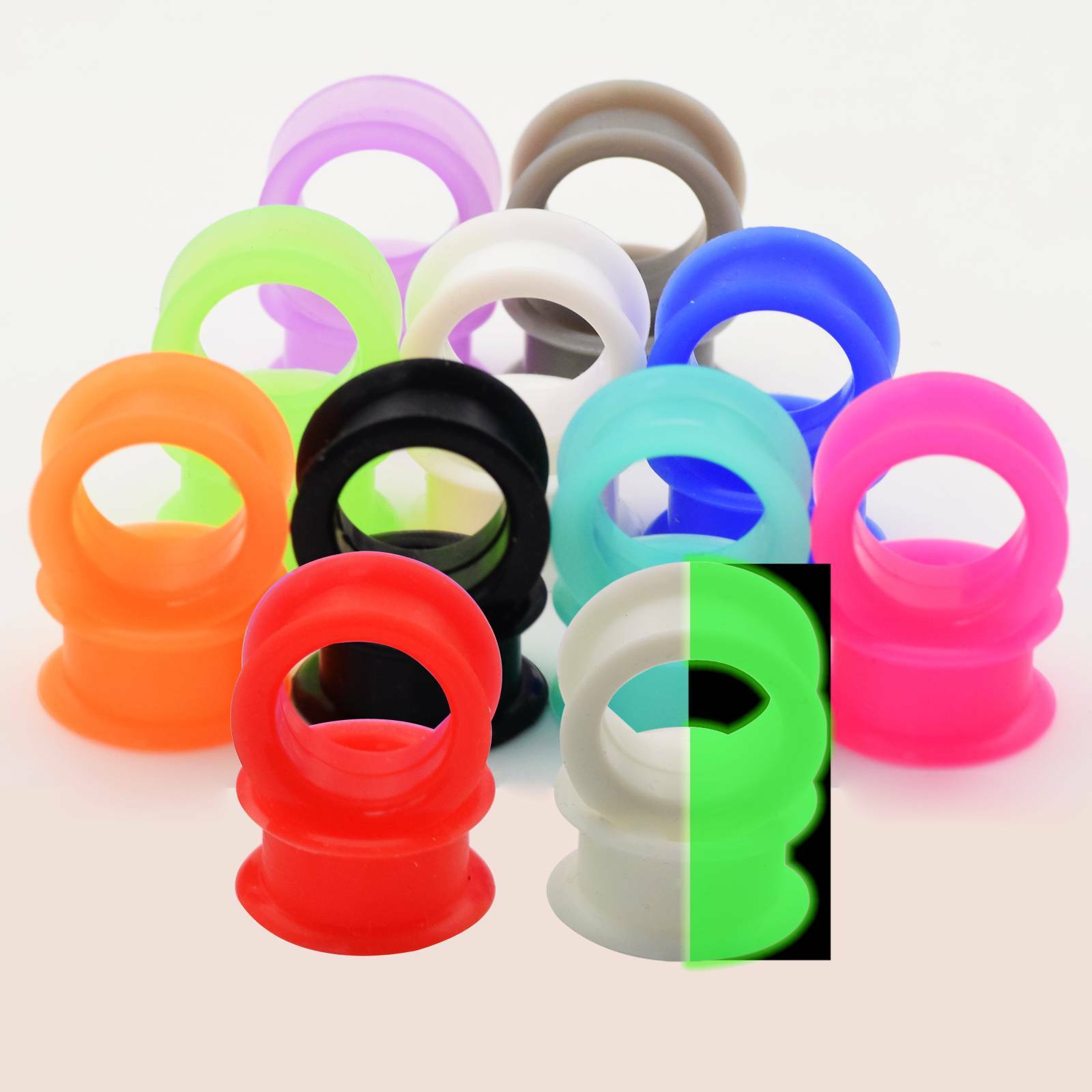 48PCS/LOT Thick Silicone Ear Gauges Double Flared Earskin Tunnels Plugs Expander