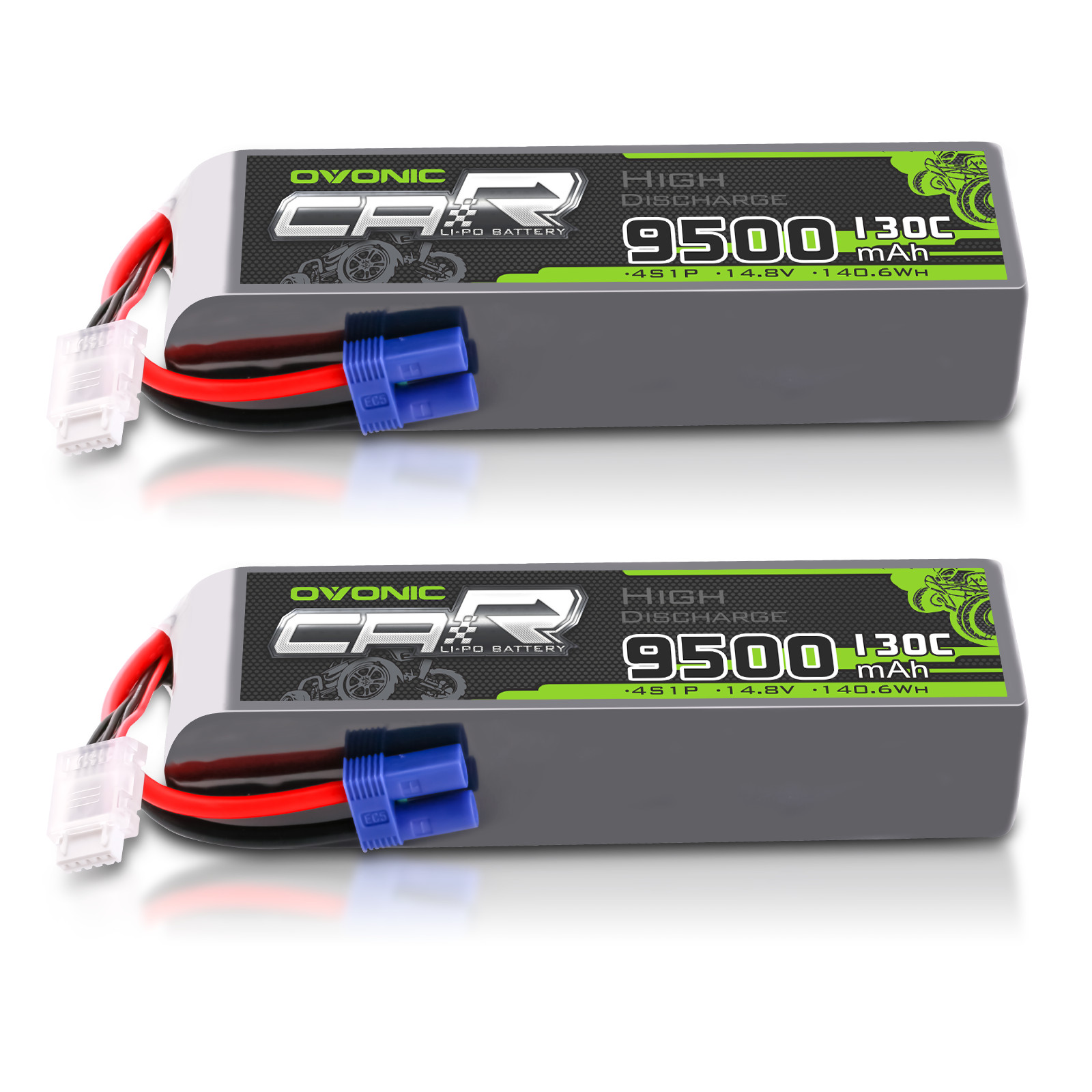 2x Ovonic 14.8V 130C 4S 9500mAh Lipo Battery EC5 for RC Car Airplane Jet Heli