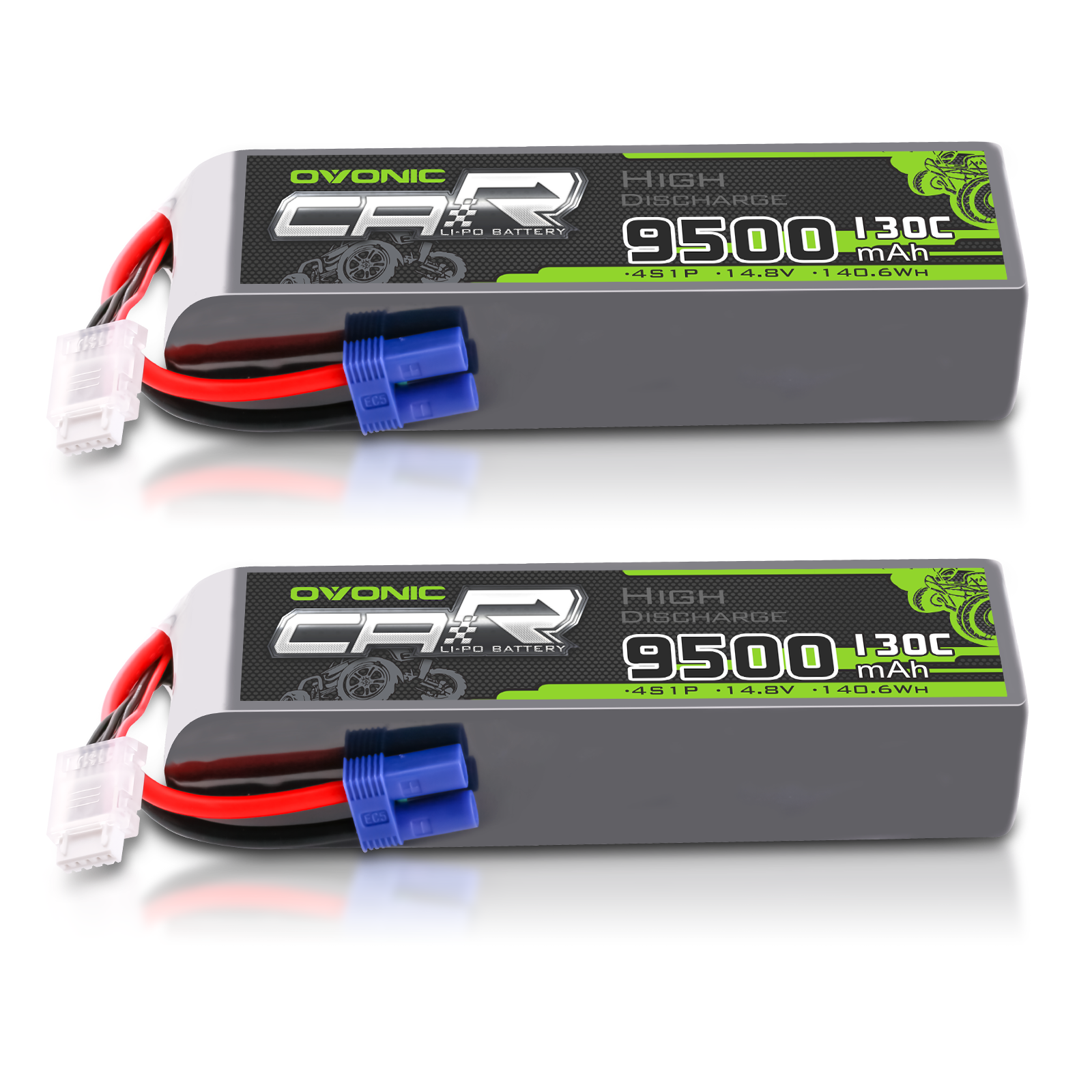 2x Ovonic 14.8V 130C 4S 9500mAh Lipo Battery EC5 for RC Car Airplane Jet Heli