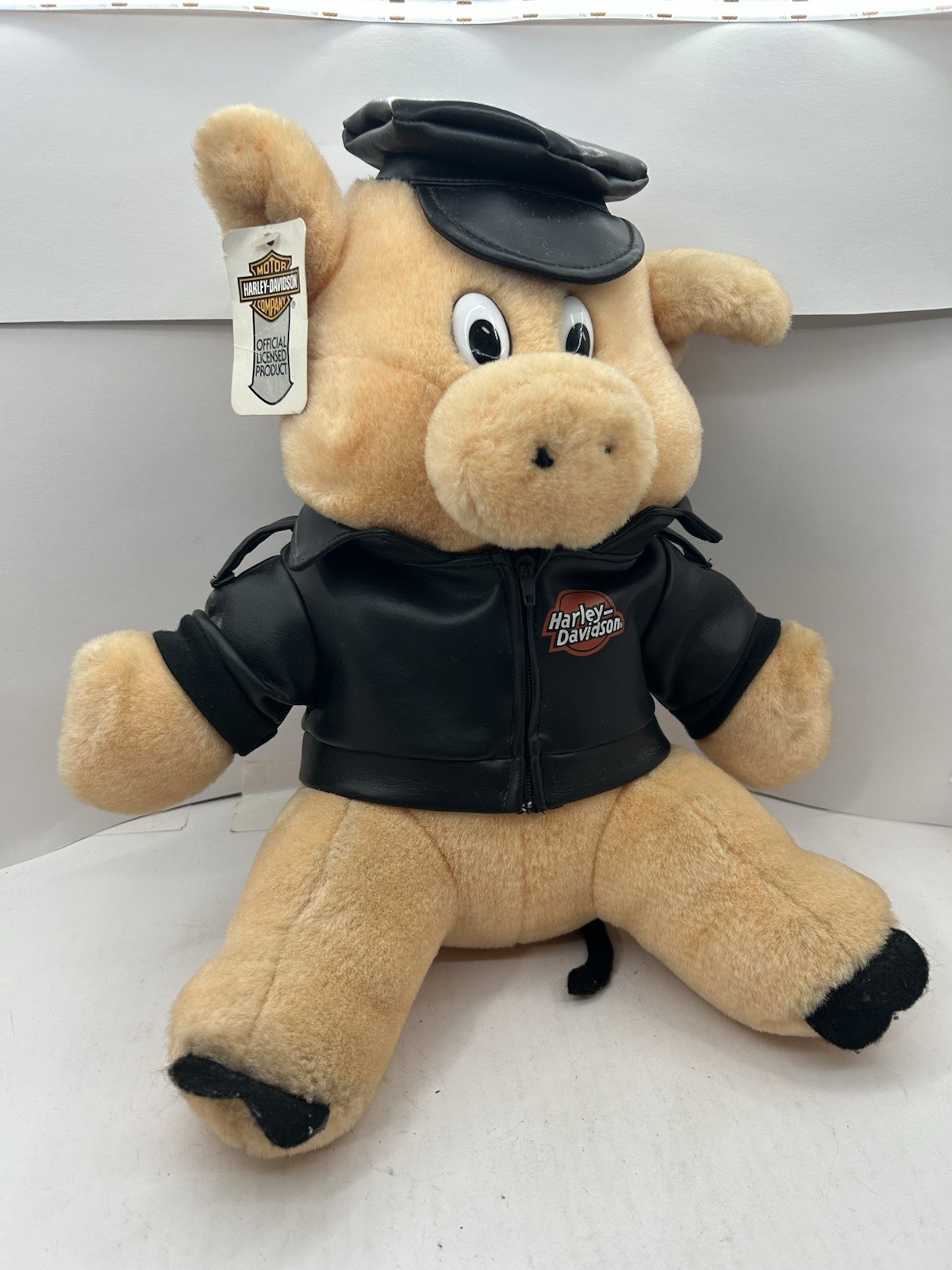 VTG 1993 Harley Davidson Hog Biker Plush Pig With Leather Jacket- NEW WITH TAGS