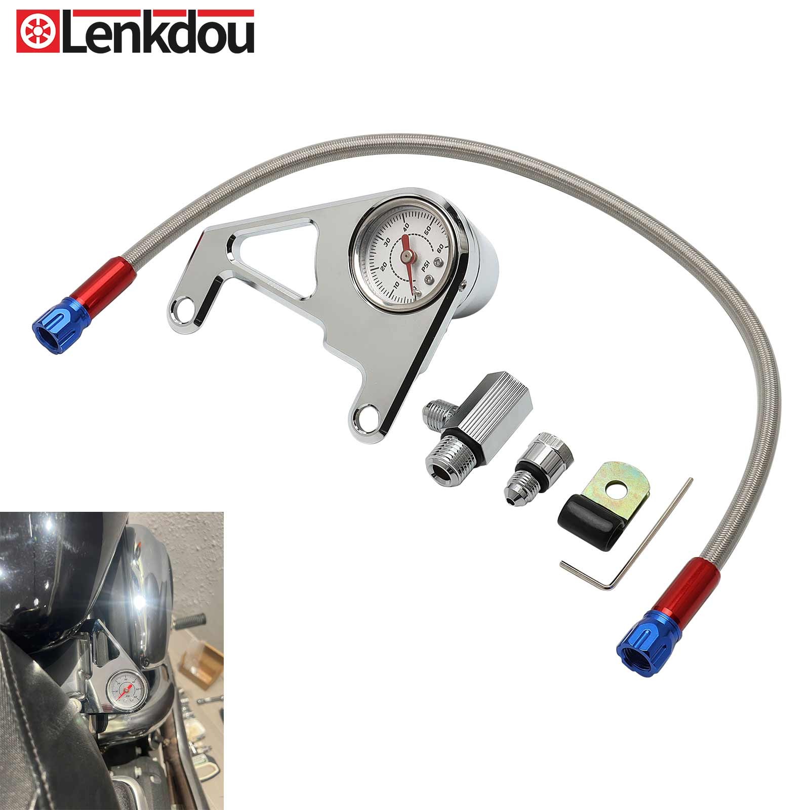 Chrome Oil Pressure Gauge Kit For Harley Twin Cam Touring Dyna Softail 1999-2017