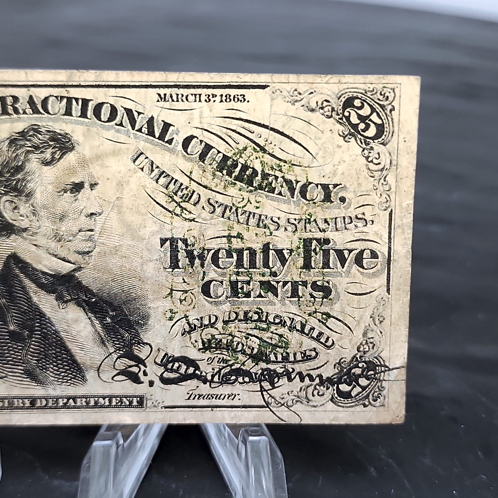 1863 25c Fractional Currency Third Issue Fessenden FR-1301 Civil War Fine ⭐