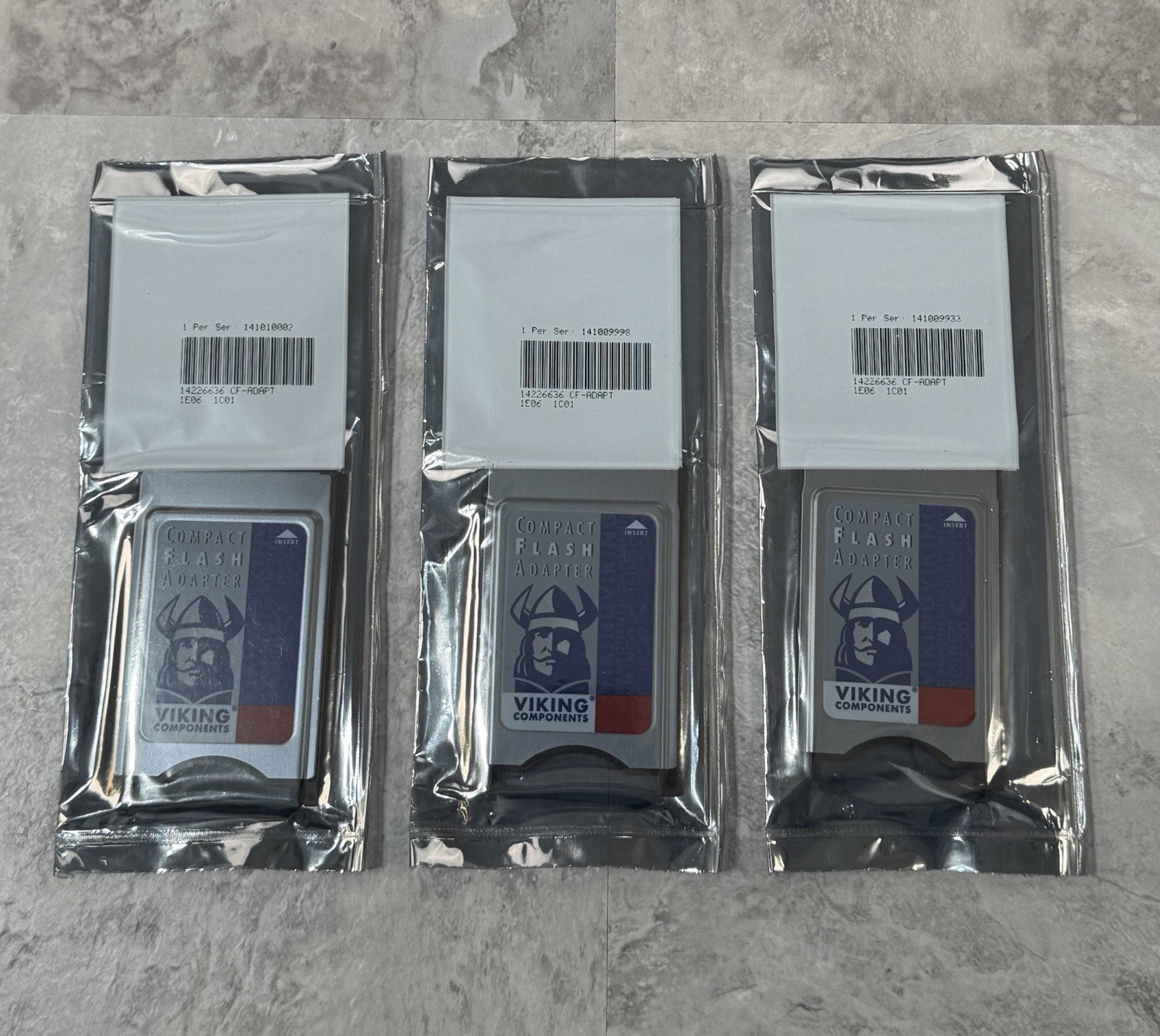 Lot Of 3 Viking PC Card CompactFlash Adapter - PCMCIA Type I (CF-ADAPT) NEW