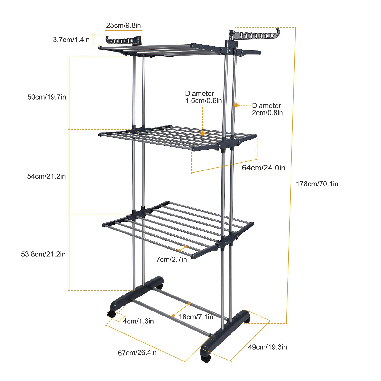 Clothes Drying Rack Folding Clothes Rail Clothe Rack Laundry Garment Dryer Stand