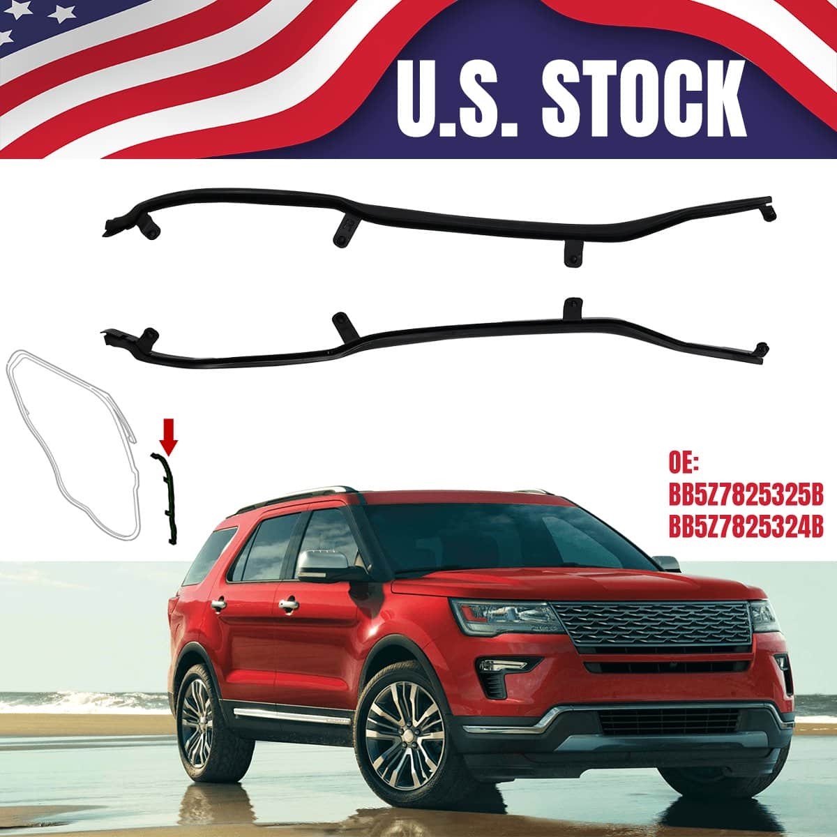 2x Front Edge of Rear Door Weatherstrip Seal LH & RH For Ford Explorer 2011-2019