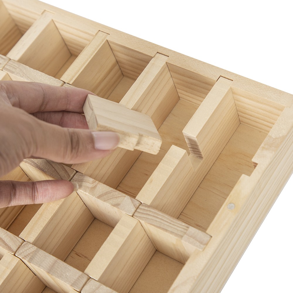 30-Grid Wooden Display Box for Crystals Rocks Minerals Collectibles Adjustable