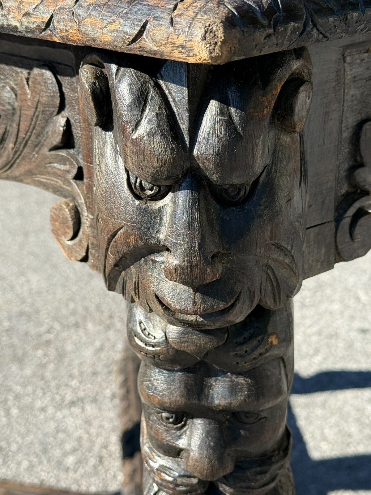 Antique 1800s carved black forest baroque Rennaissance table Carved Victorian