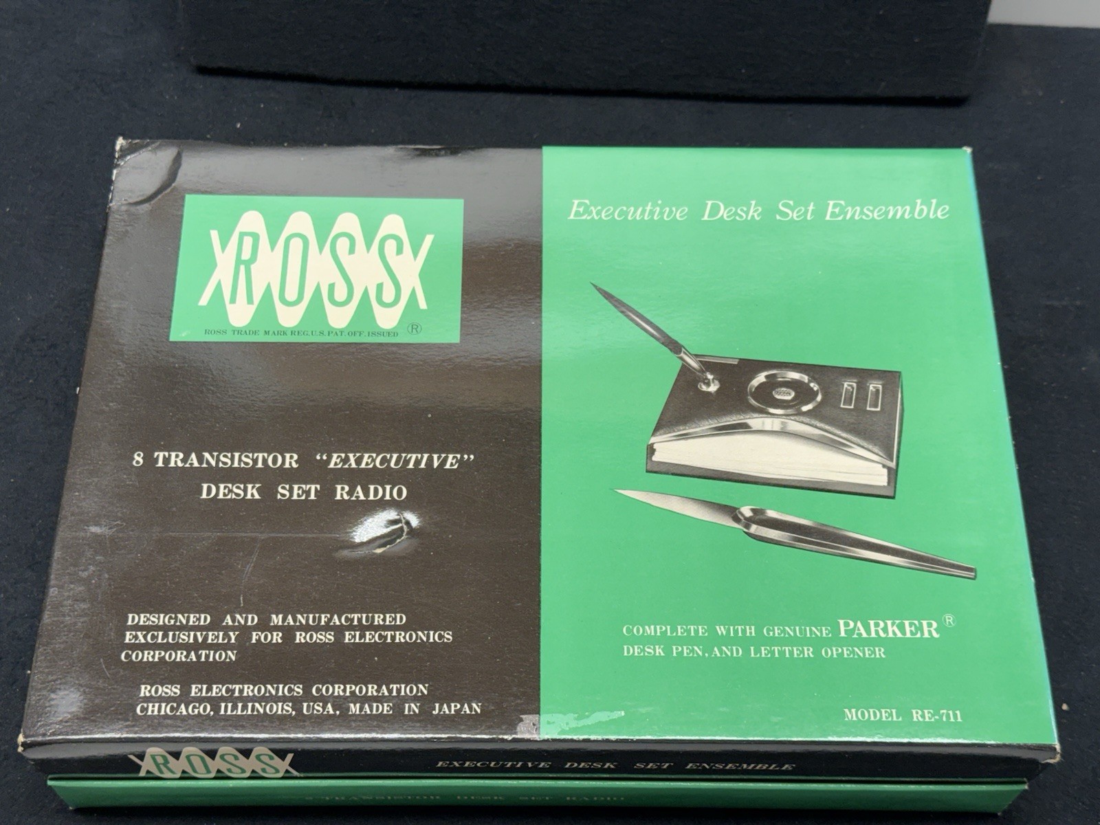 1960s Ross RE-711 Executive Desk Set w/ 8 Transistor Radio Complete Working