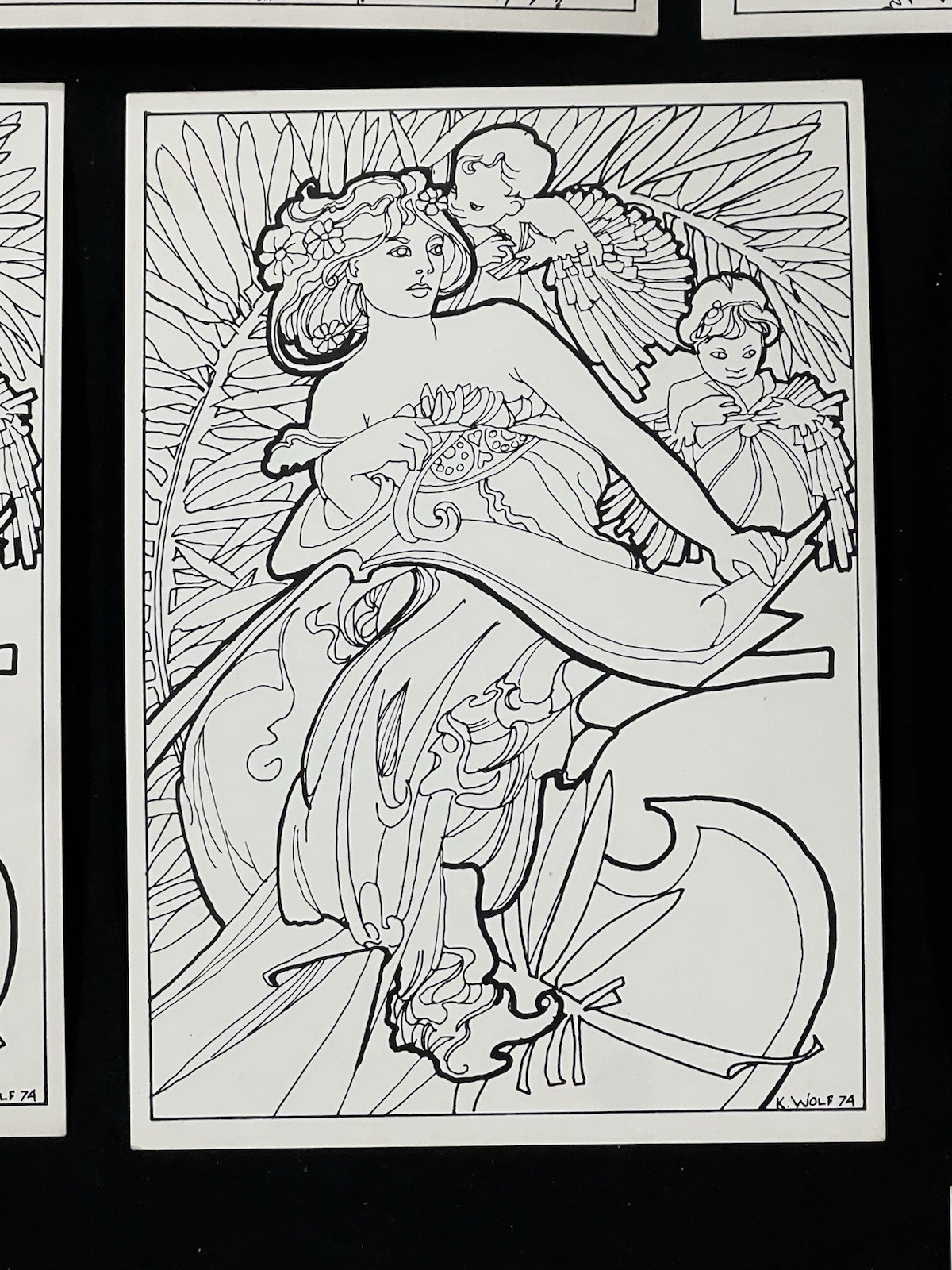 VTG 1974 Doodle Art Coloring Postcard Lot 10 Open Door Enterprises Unused