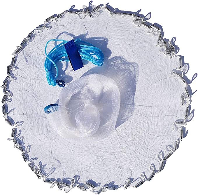 6/8/10/12/16FT Fishing Cast Net Bait Easy Throw Hand Cast Strong Nylon Mesh USA