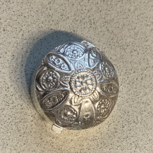 Vintage 925 sterling repousse domed small box for gifts, notes, pills, etc