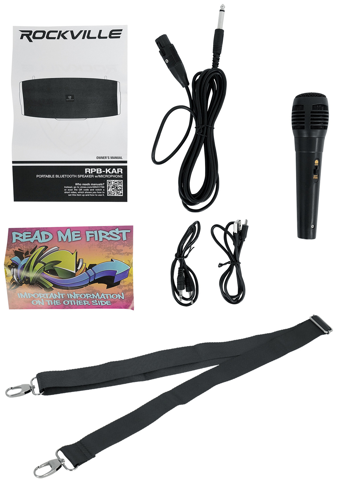 Rockville RPB-KAR Portable Bluetooth Speaker + Karaoke Microphone + Party LED's