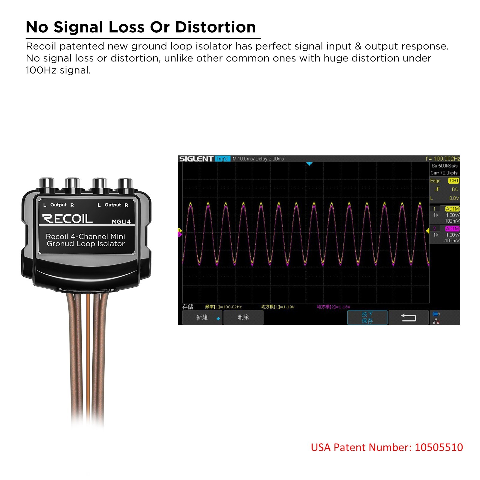RECOIL MGLI4 Mini 4Channel RCA Stereo Ground Loop Isolator for Audio Signal