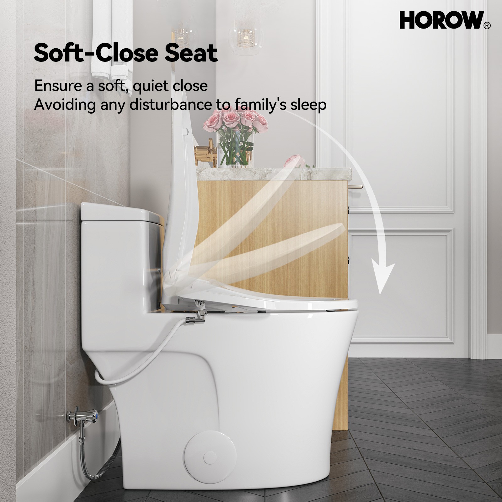HOROW Elongated Bidet Toilet Seat With Heated and Dryer Model B0403 Warm Water