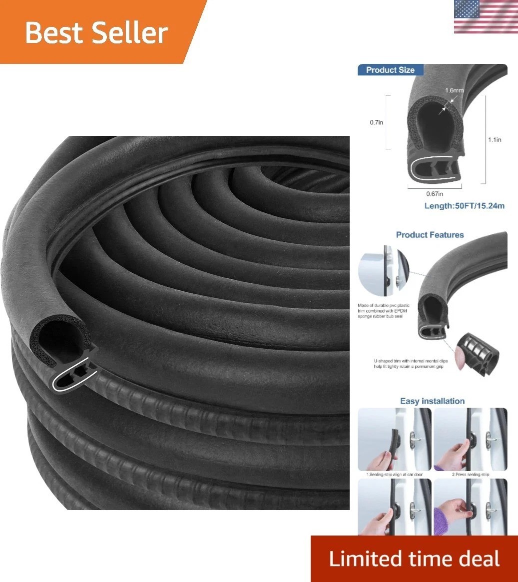 Rubber Edge Trim Seal Gasket - Car Door Weather Strip 50ft