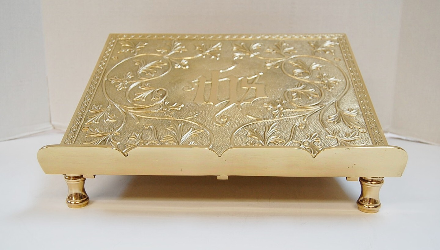 BRASS CHURCH MISSAL / BIBLE / BOOK STAND, SACRAMENTARY # 342