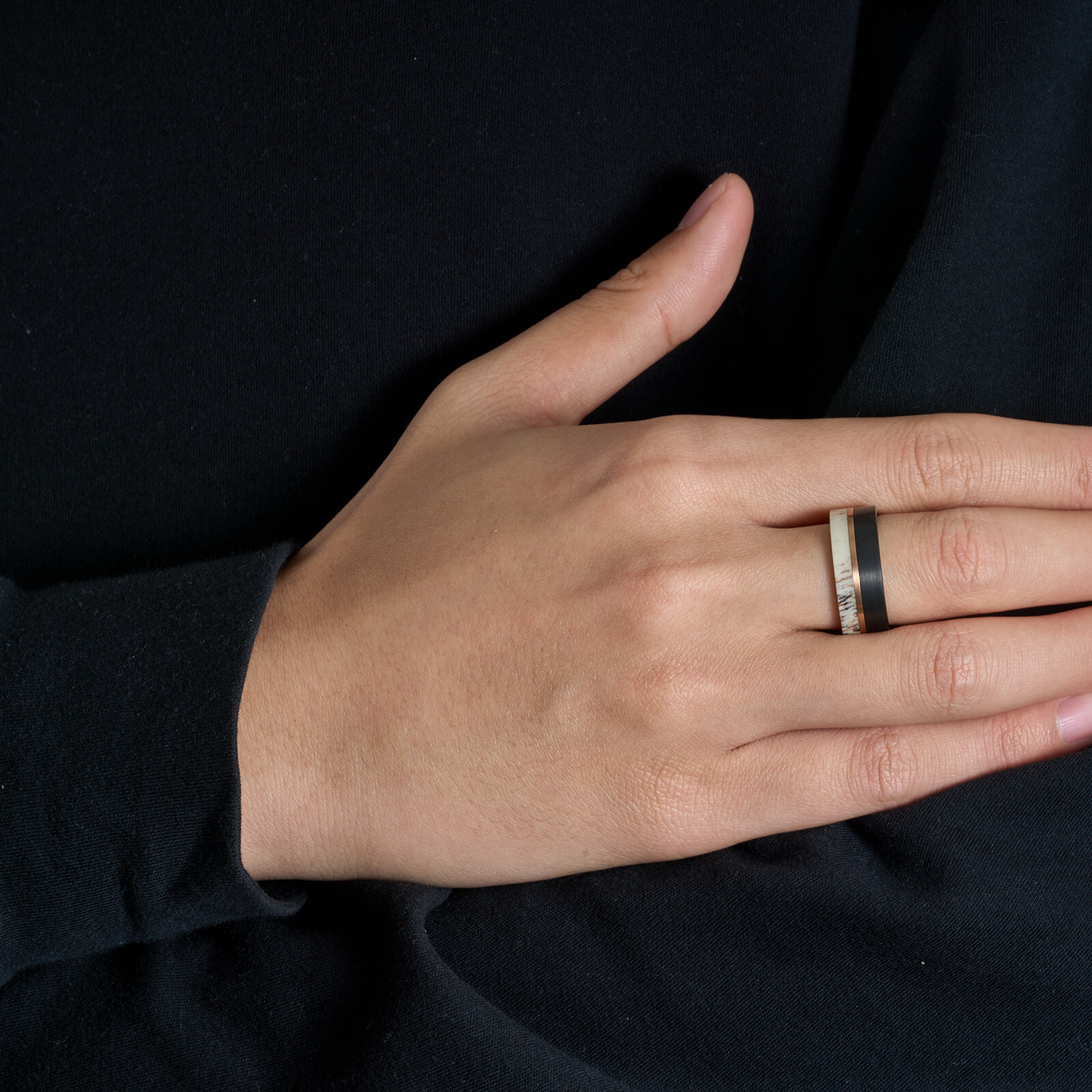 8mm ATOP Deer Antler Rose Gold Plated Men's Wedding Band Tungsten Ring