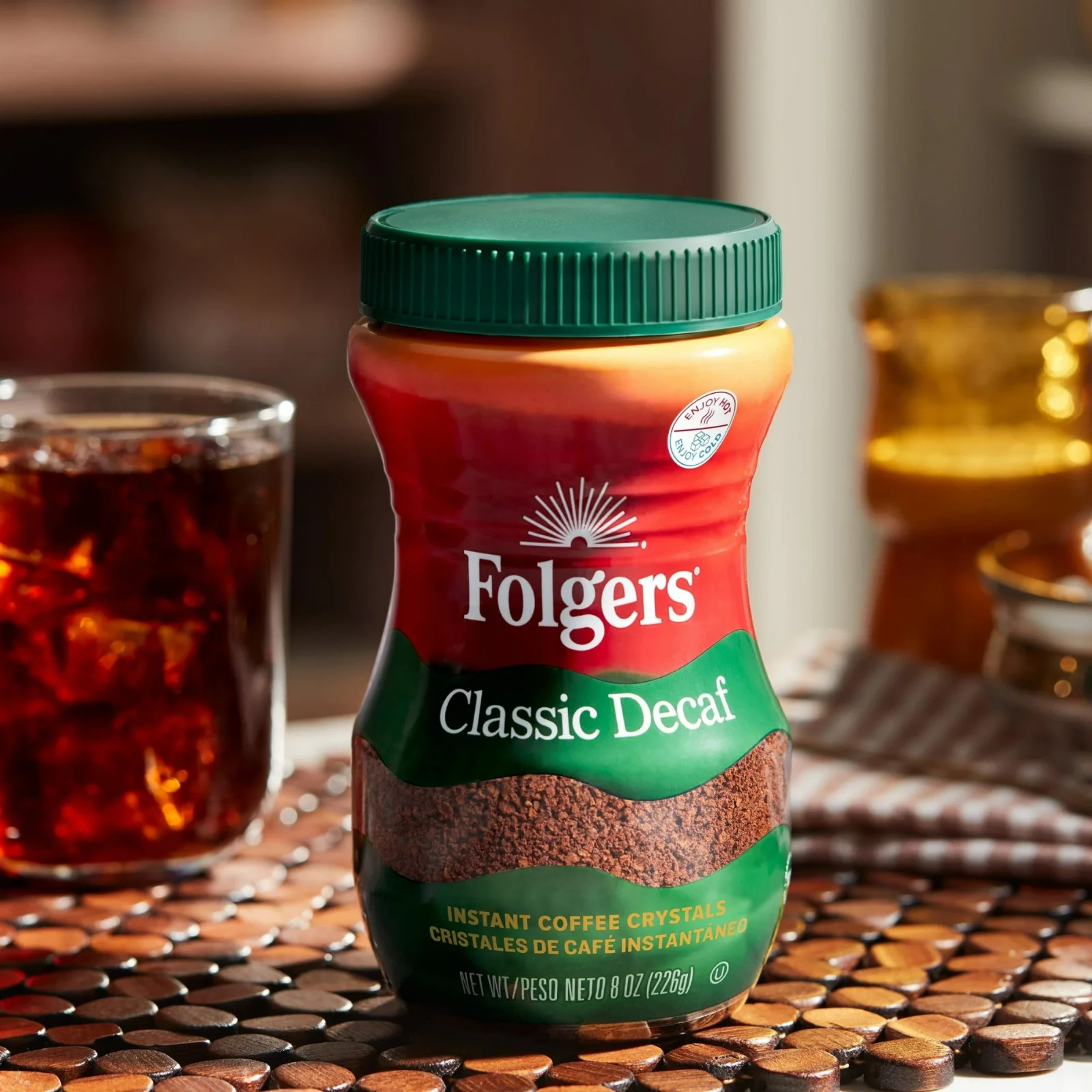 Folgers Classic Decaf Instant Coffee, 8 oz Jar