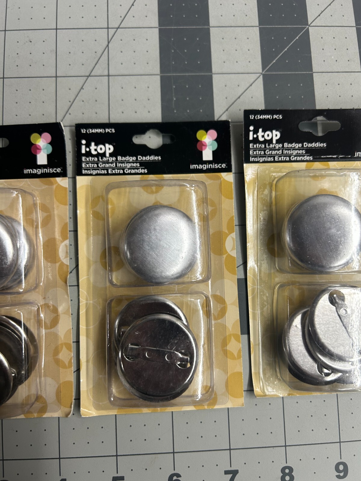 New 3-pack lot 12/piece IMAGINISCE I Top XL Large Badge Craft Daddies 34mm