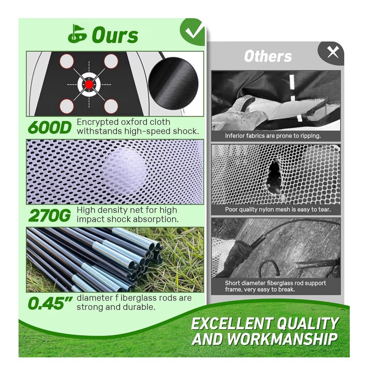 10x7ft Golf Practice Net with Hitting Mat and Balls