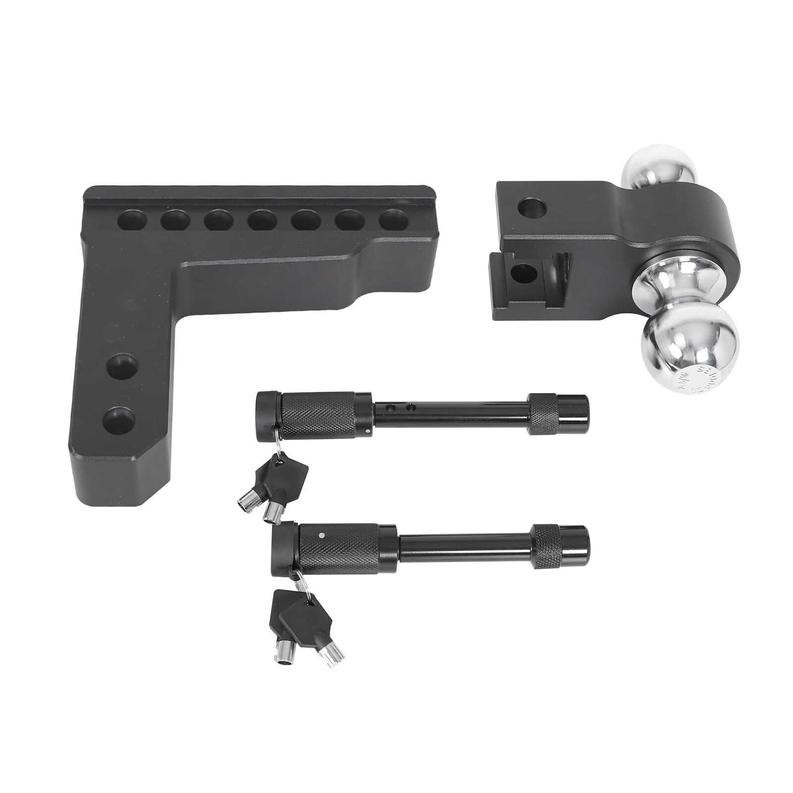 2" Receiver Trailer Hitch 6" Drop Tow Hitch Adjustable Dual Ball Mount 12500lb