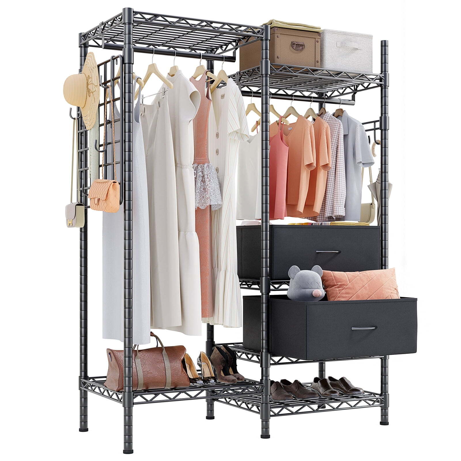HOKEEPER Wire Garment Rack Closet Wardrobe Heavy Duty Clothes Clothing Racks