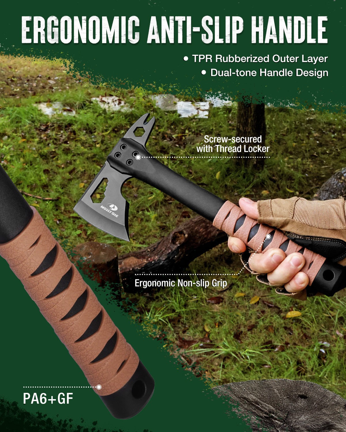 MOSSY OAK 12" Camping Axe and Survival Hatchet Small Camping Gear for Hiking New