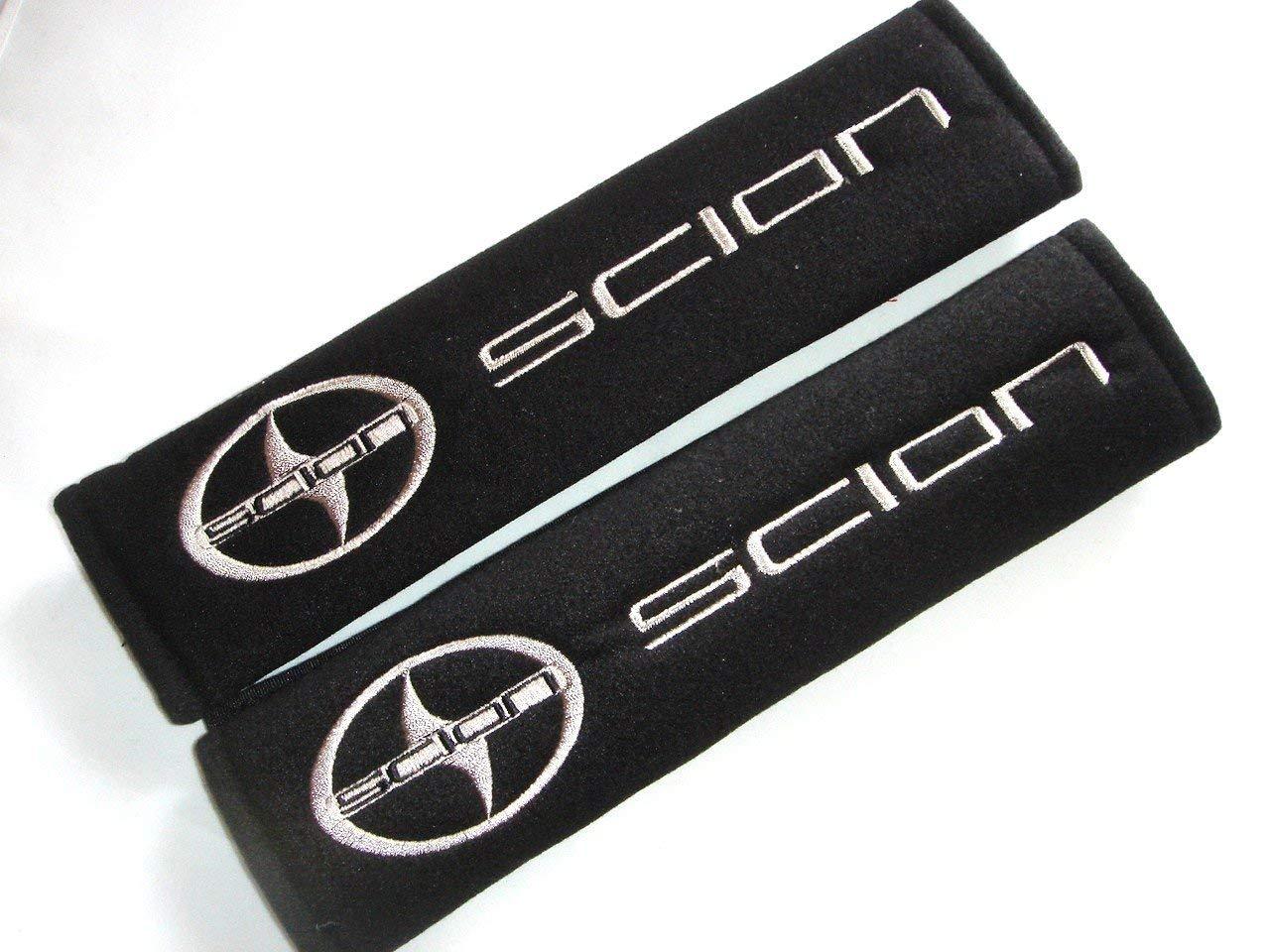 2X Embroidery Scion Racing Cotton Black Seat Belt Cover Shoulder Pad