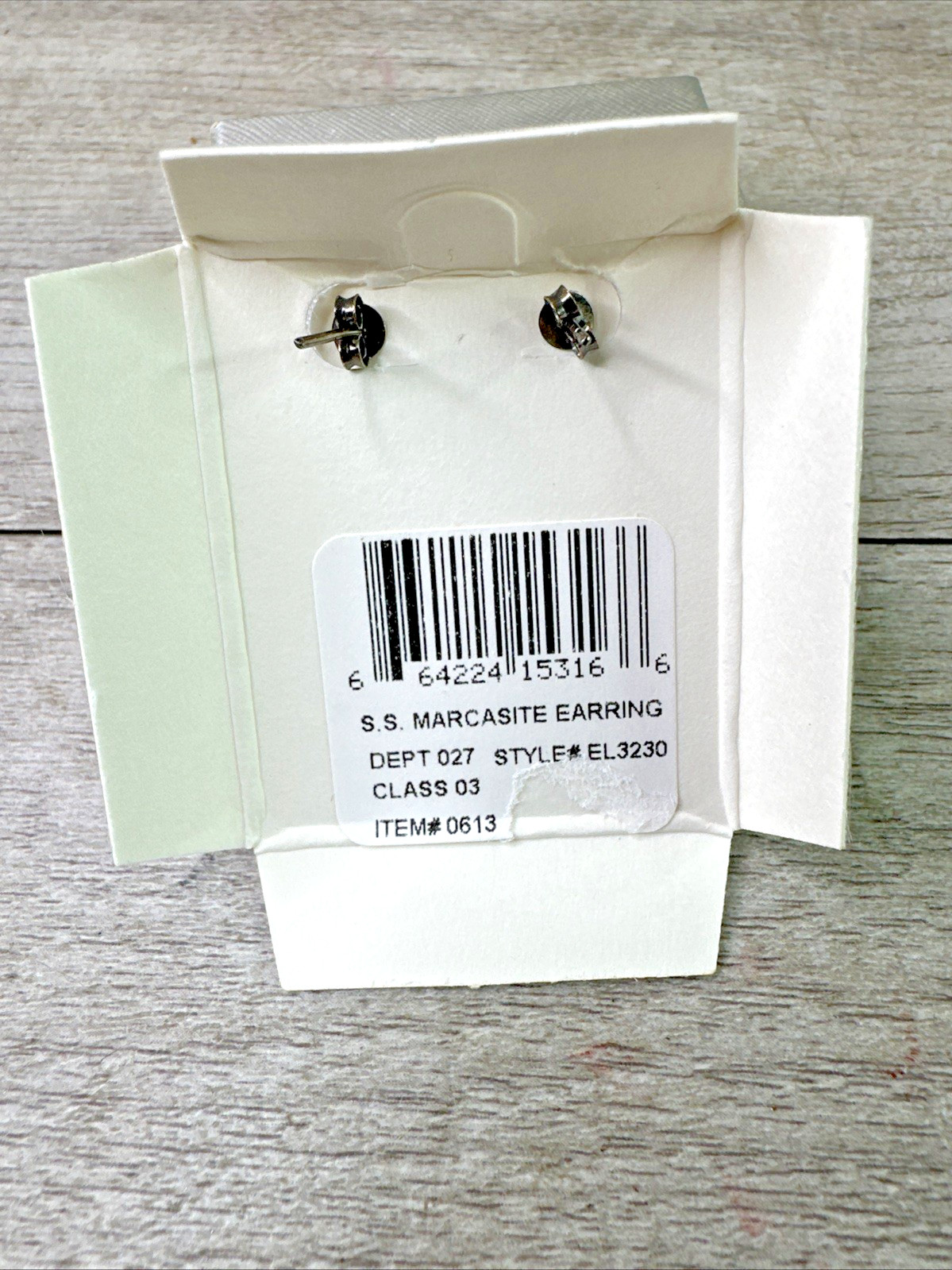 Genuine Maracasite & Sterling Silver Stud Earrings NEW in box