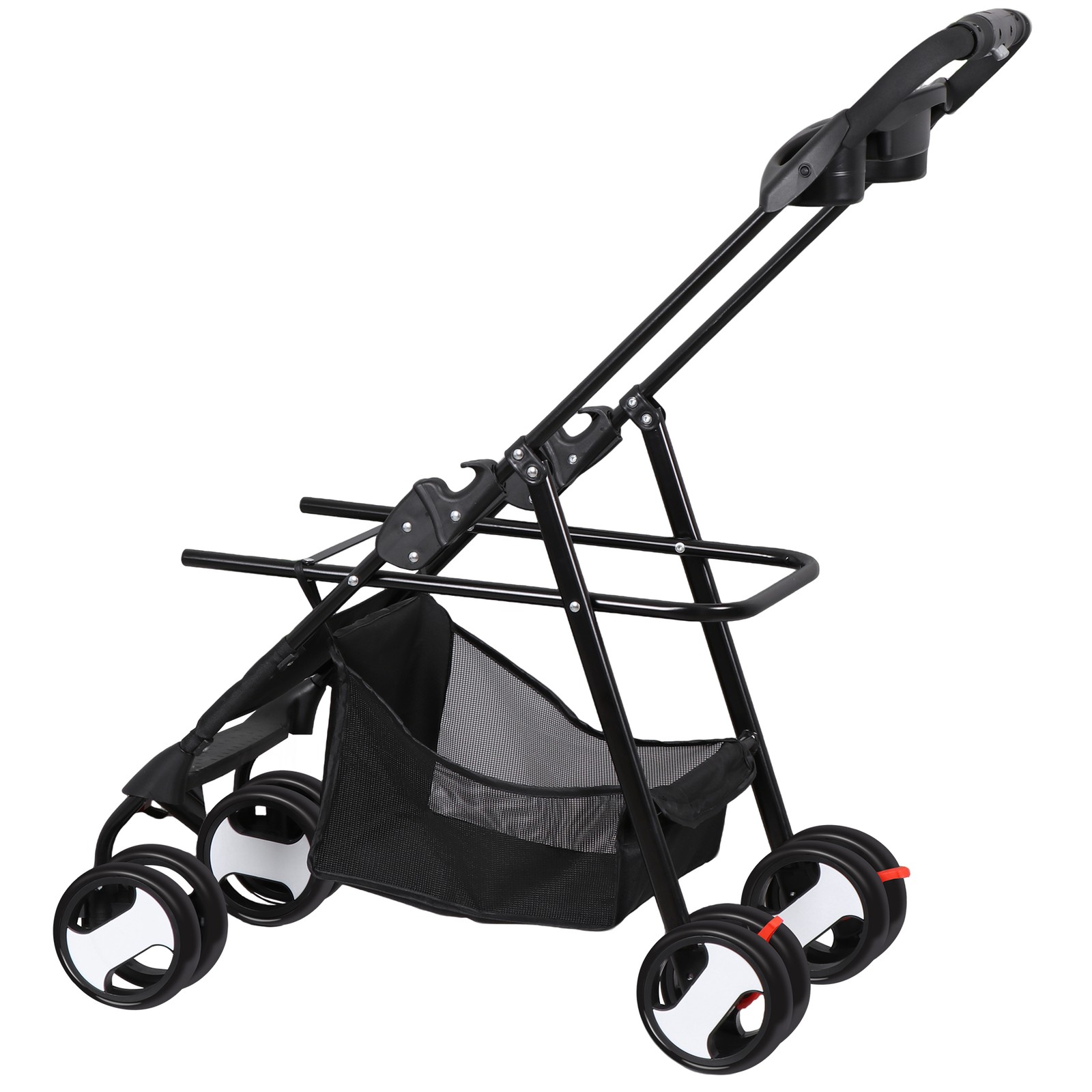 Pet Stroller Foldable Dog Cat Jogger Stroller w/4 Wheels Detachable Basket Black