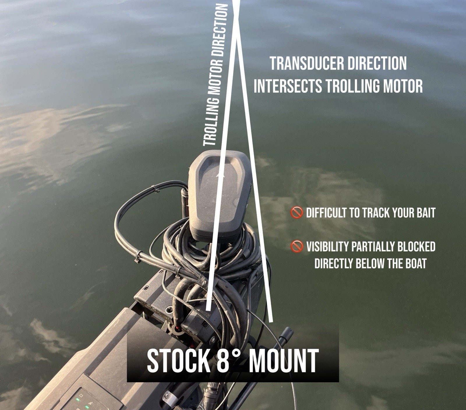 LVS-34 0° Mount Extension For Garmin Livescope -Fits Stock 8° Mount- LVS34 only