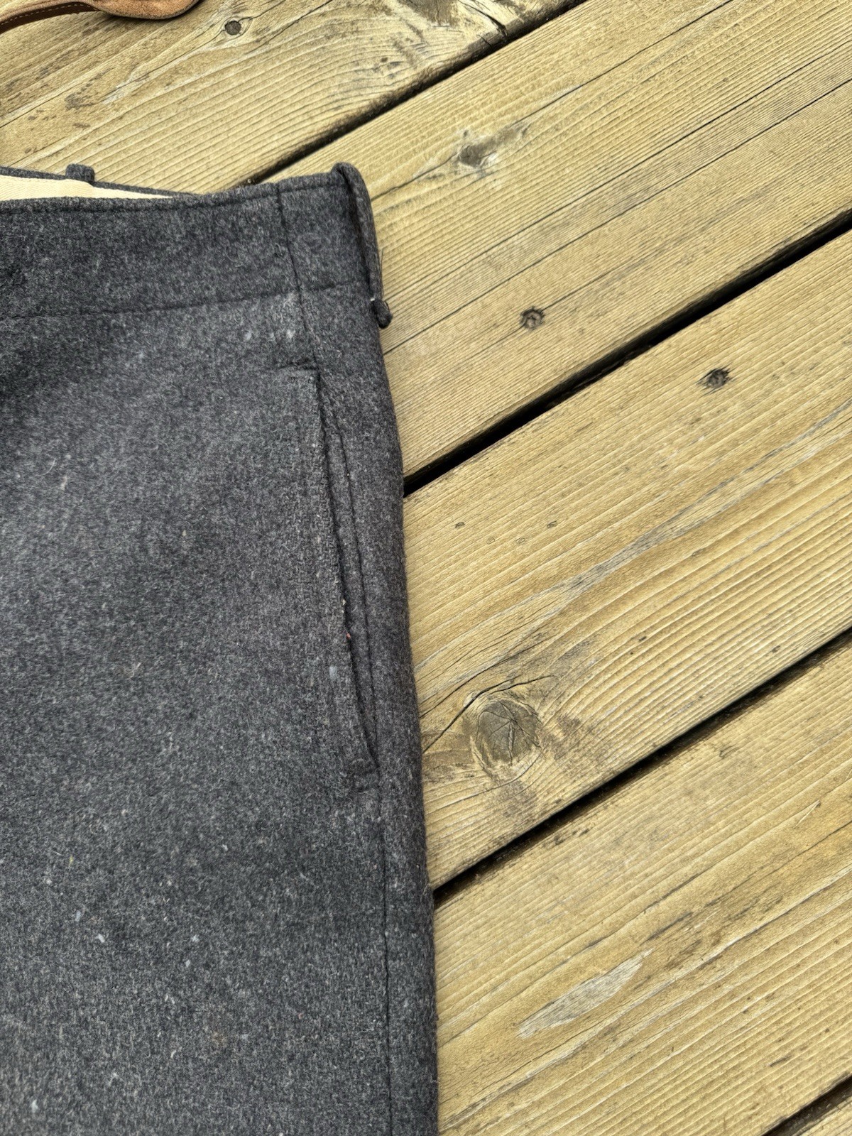 True Vintage 40s 50s Wool Trousers 36x28 Charcoal High Waist Suspender