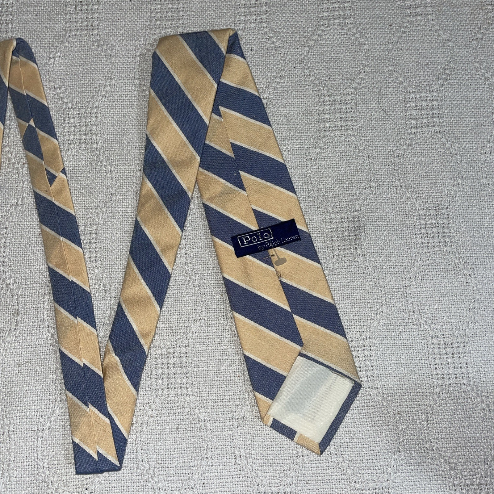 Polo Ralph Lauren Dress Tie Boys Size 52” 3” Gray Yellow Repp Business Church