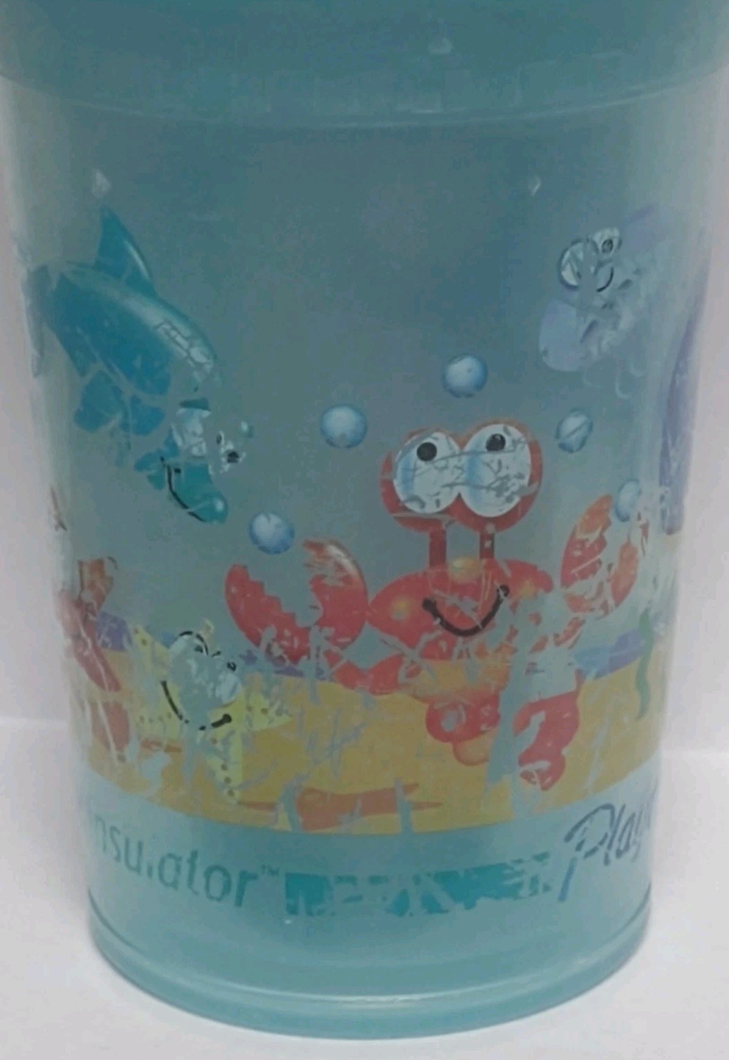 Vtg Playtex Sippy Cup Sea Fish Whale Crab Blue Lid Valve 2001 Pls Read