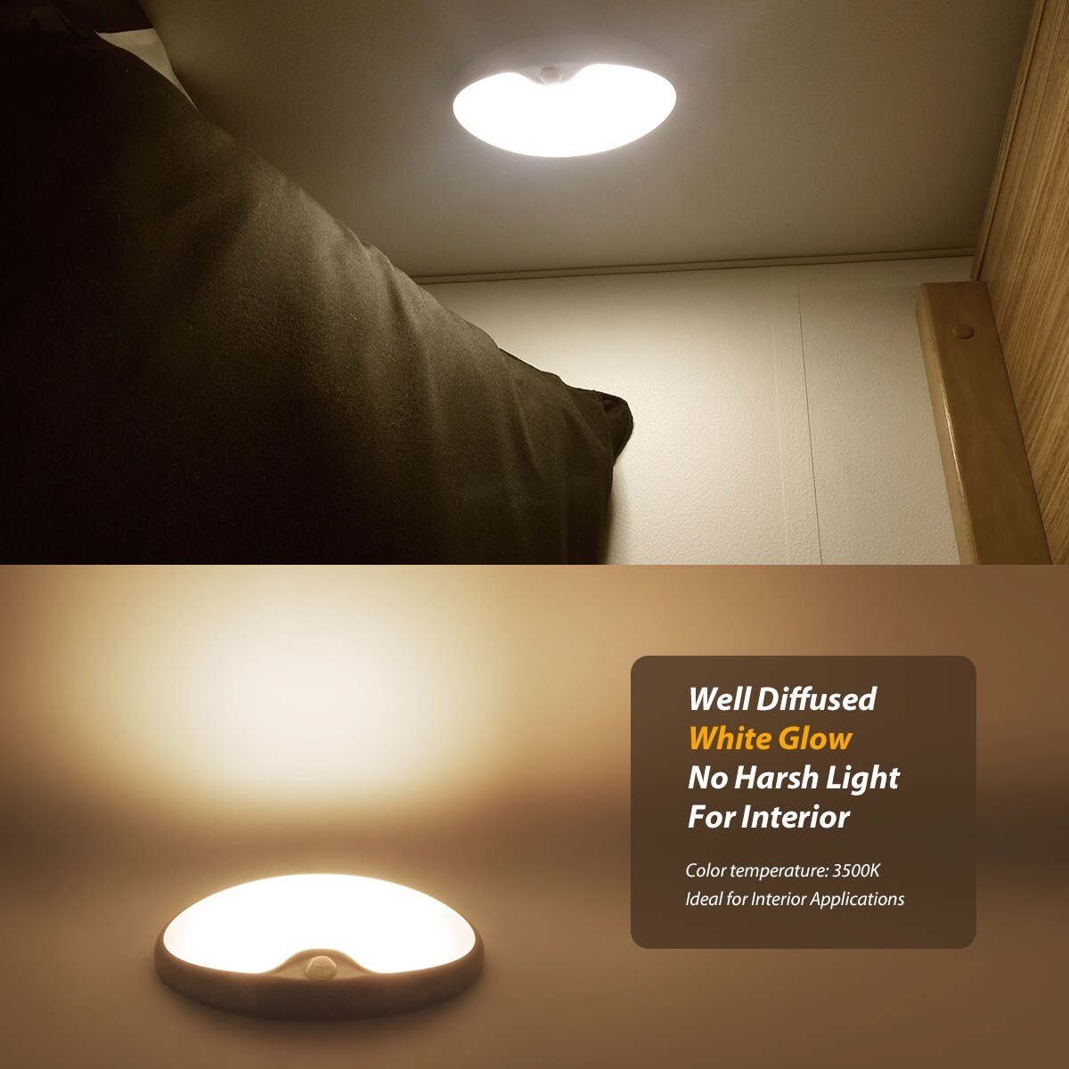 12V LED Motion Sensor Light RV Boat Yacht Ceiling Down Light Fixture with Switch