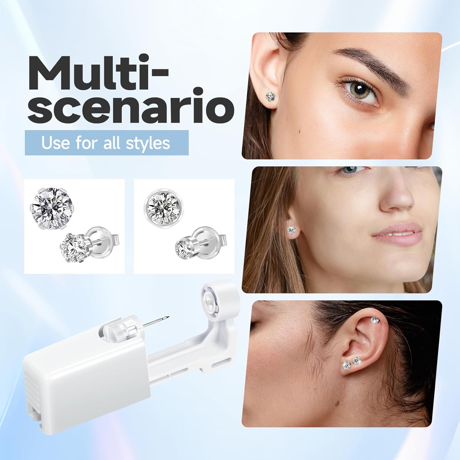 4pcs Ear Piercing Kit, Self Ear Piercing Gun, Easy And Safe Ear Piercing Gun Kit