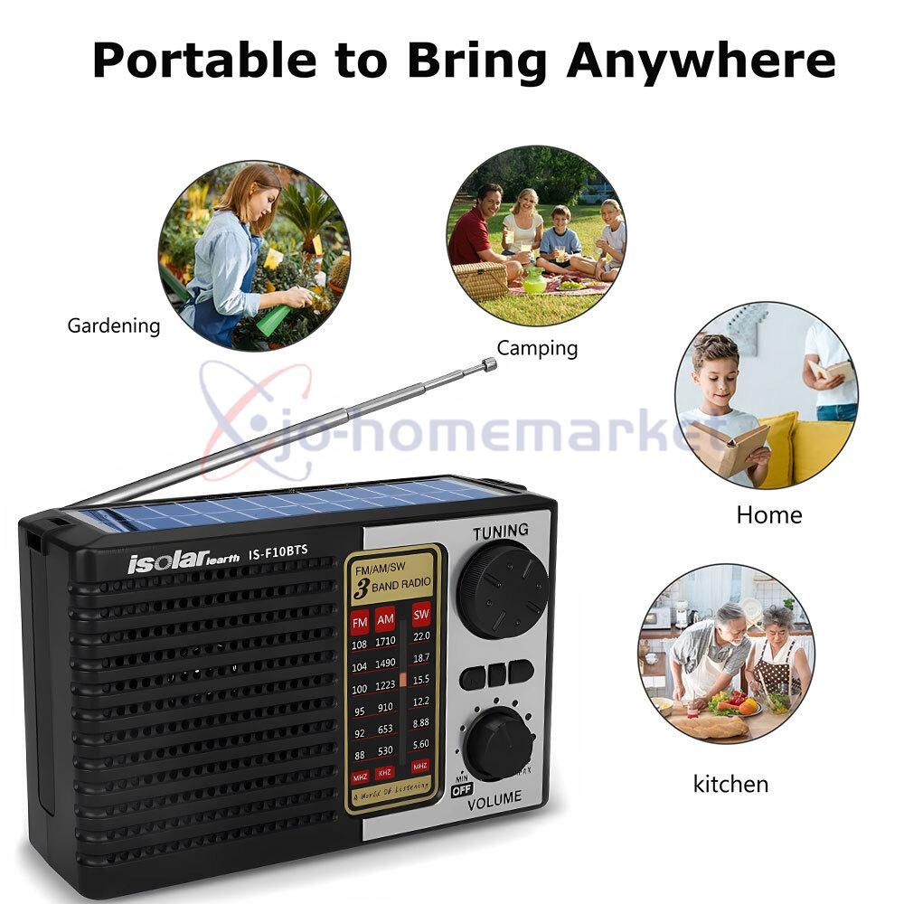 Portable Solar Radio FM/AM SW Digital Bluetooth Speaker MP3 Player Rechargeable