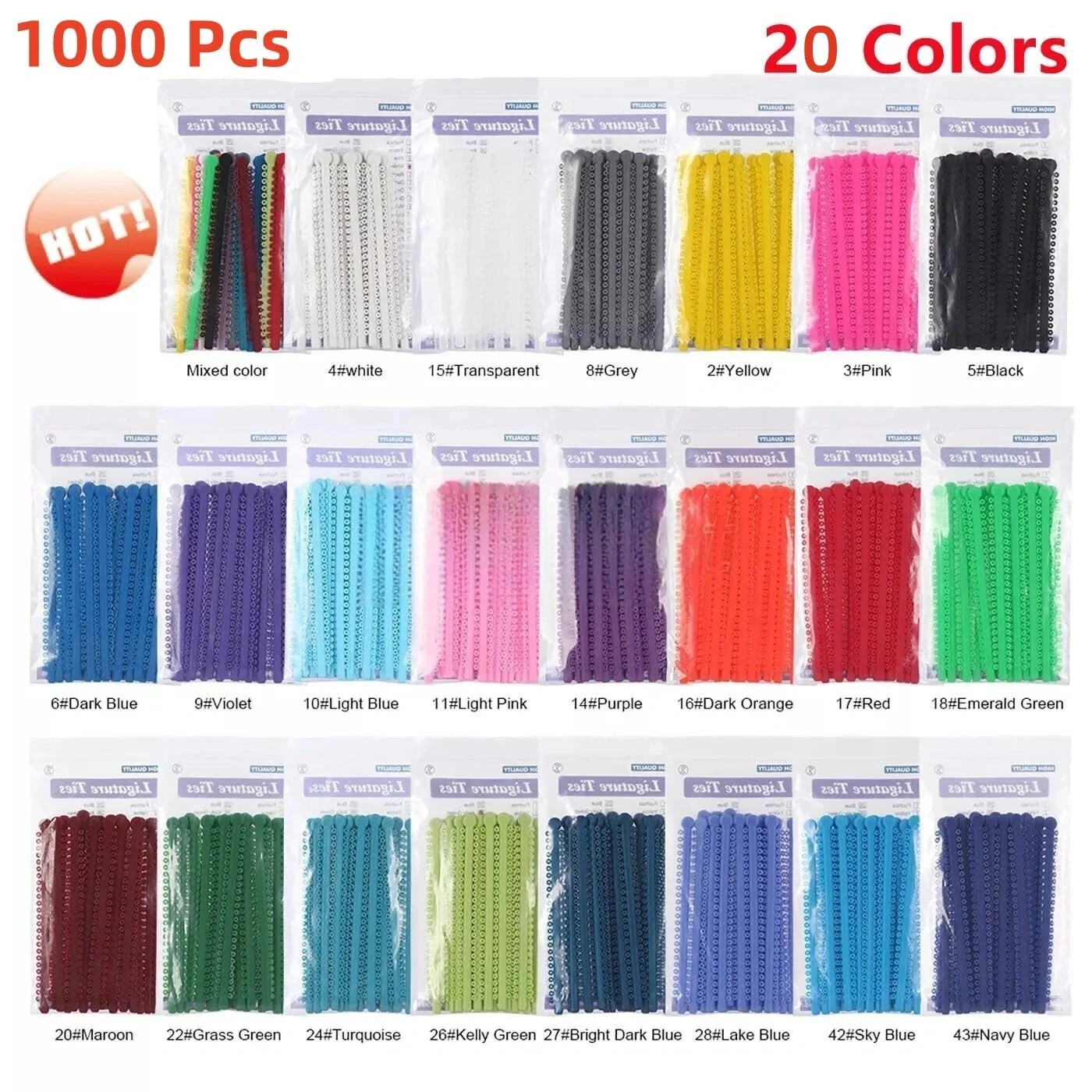 1000Pcs Dental Orthodontic Ligature Ties Braces Elastics Rubber Bands O-rings