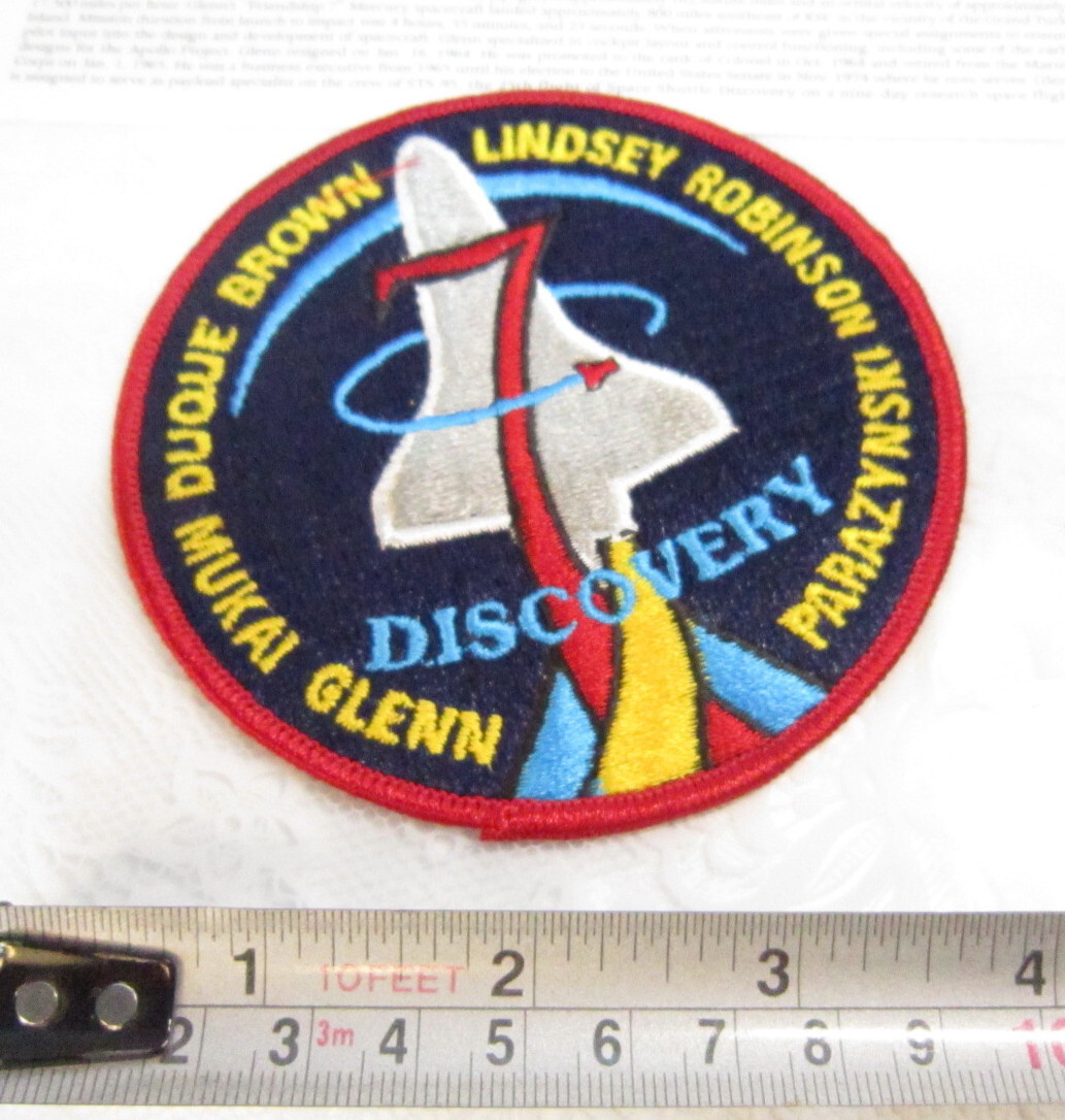DISCOVERY 7 NASA PATCH John Glenn Mukai Duque Brown Lindsey Robinson Parazynski+