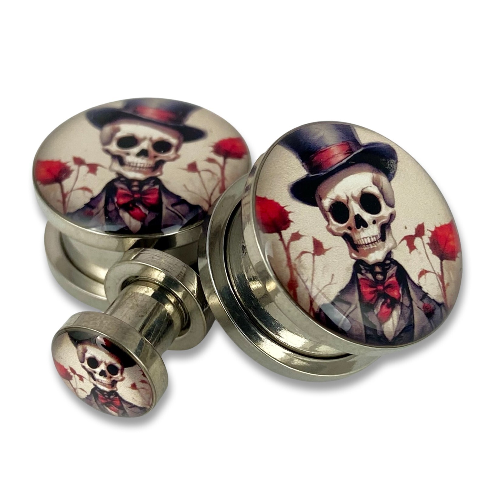 Pair of Victorian Skeleton Picture Plugs (MTO-074) gauges 16g thru 1 inch