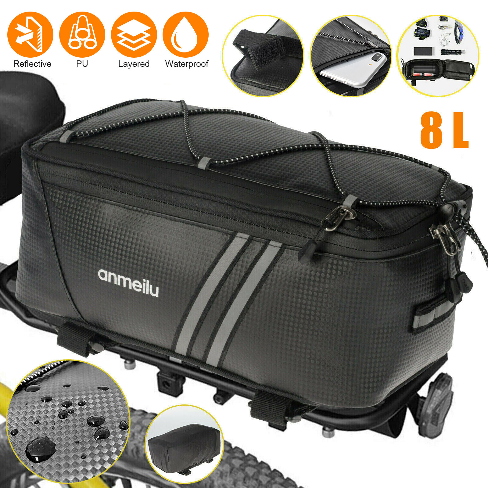 Waterproof Bicycle Rear Rack Seat Bag Bike Cycling Storage Pouch Trunk Pannier