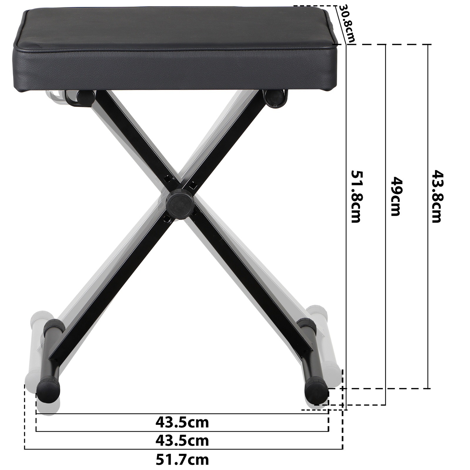 Keyboard Bench X-Style Piano Bench Adjustable Height Thickness Padded Chair Seat