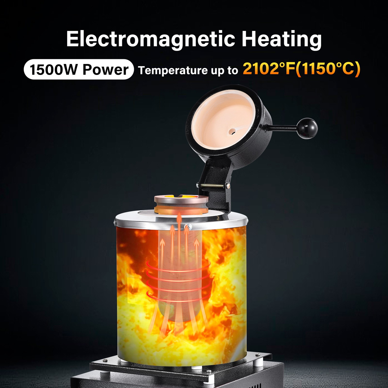 Gold Melting Furnace 1500W Electric Digital Smelting Furnace W/3KG Crucibles