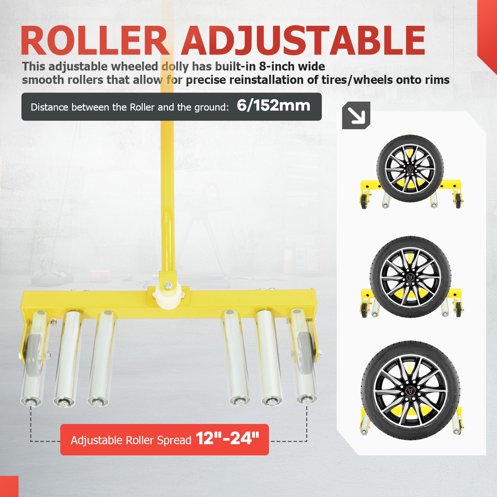 Adjustable Wheel Dolly Tire Dolly Cart Tire Lifting Tool with Adjustable Roller