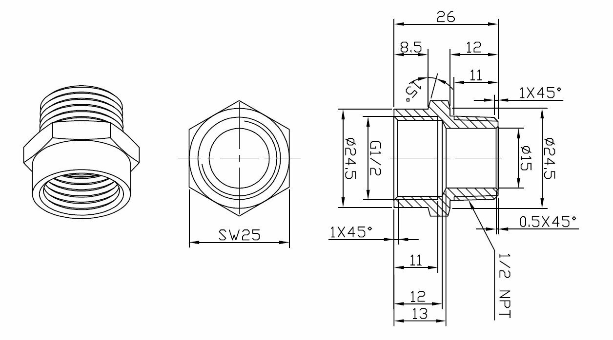 G Thread (Metric BSPP) Female to NPT Thread Male Pipe Fitting Adapter
