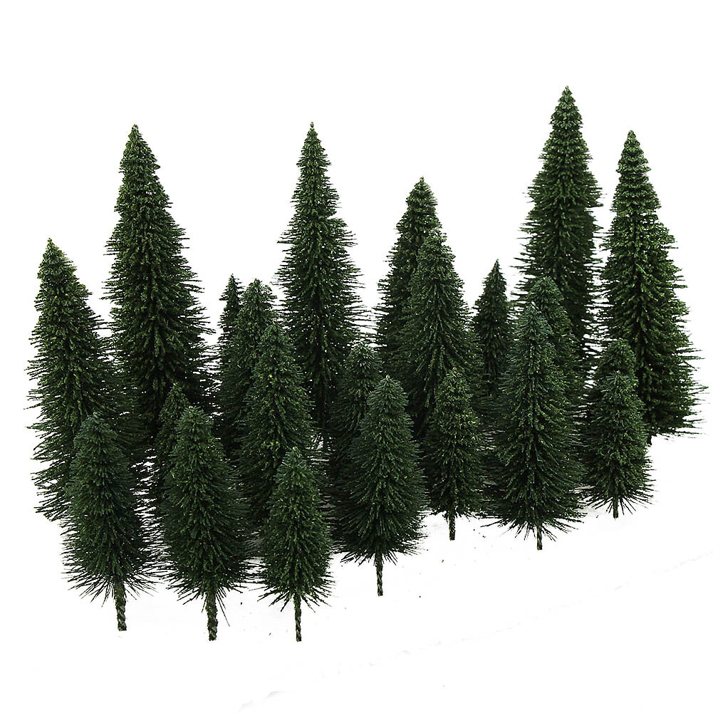 Evemodel 40pcs Miniature Scenery Model Pine Trees Deep Green HO O N Z Scale