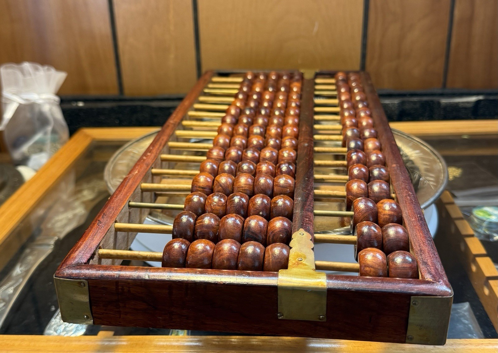 Vintage Chinese Lotus Flower Brand Abacus 105 Beads Row 15