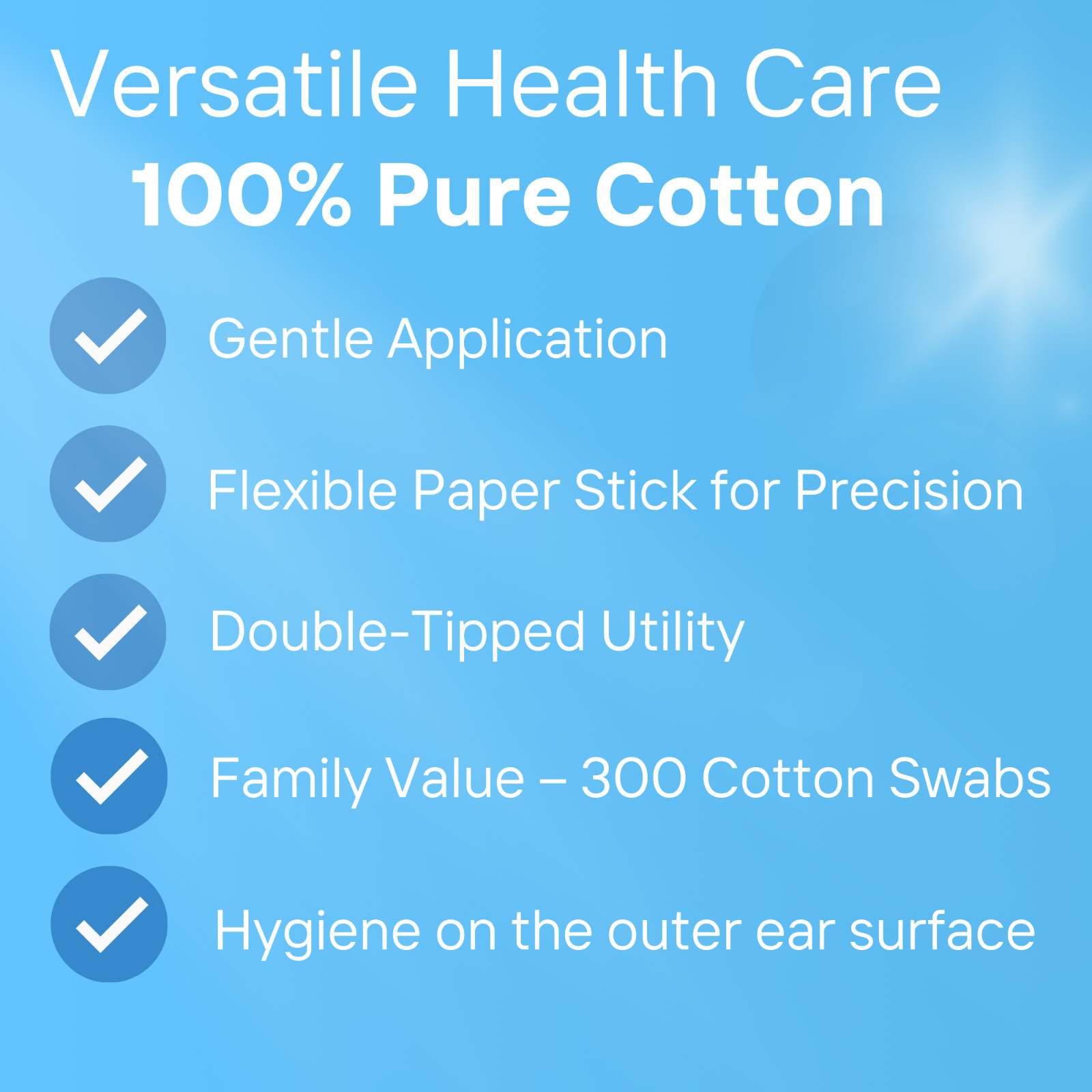 XtraCare Cotton Swabs, Double-Tipped, 300 Count – Soft & Flexible (3-Pack)