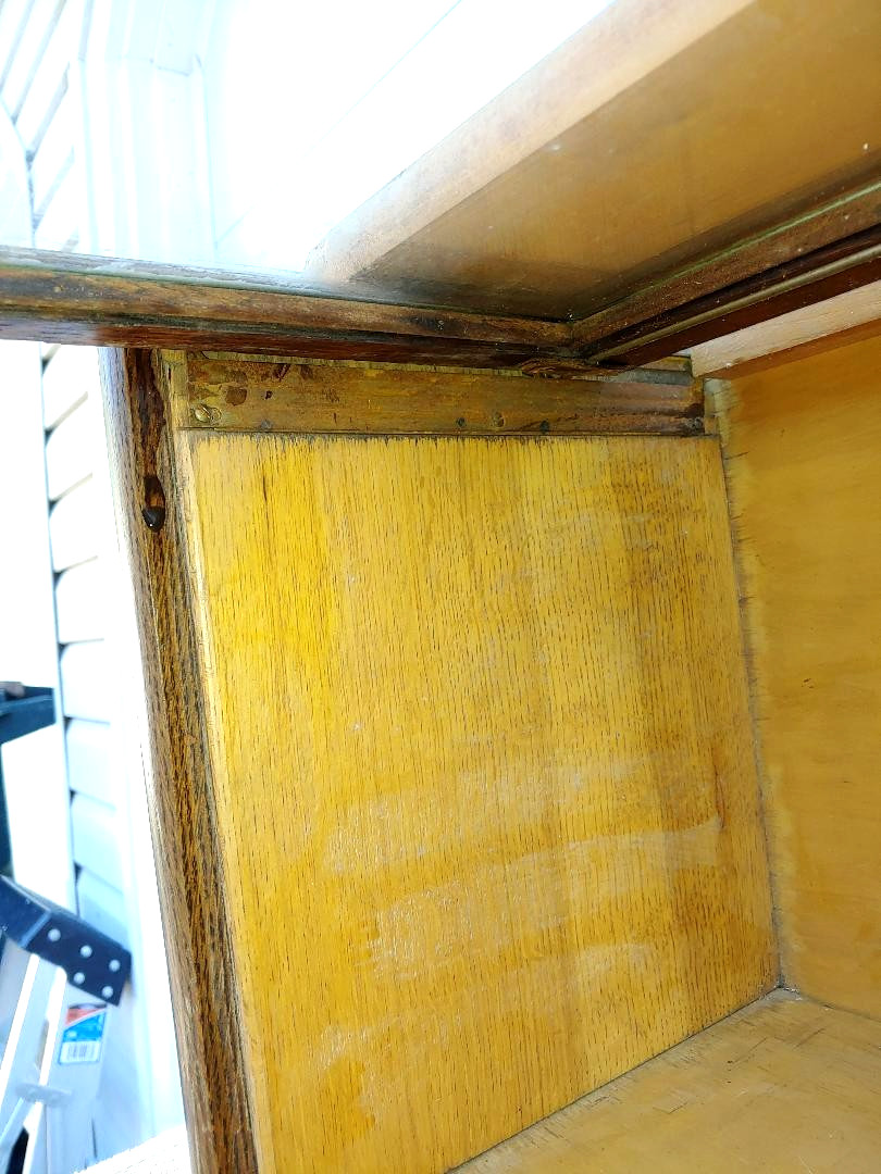 SINGLE STACKER "MACEY" QUARTERSAWN OAK BOOKCASE SECTION JAPANNED METAL STRAPS...